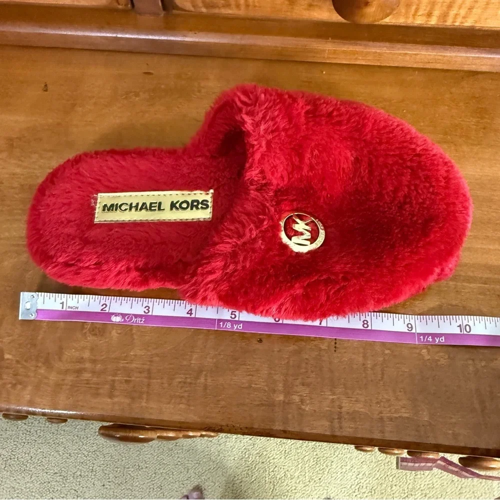 Michael Kors jet set red Slippers with Gold tone logo woman Large